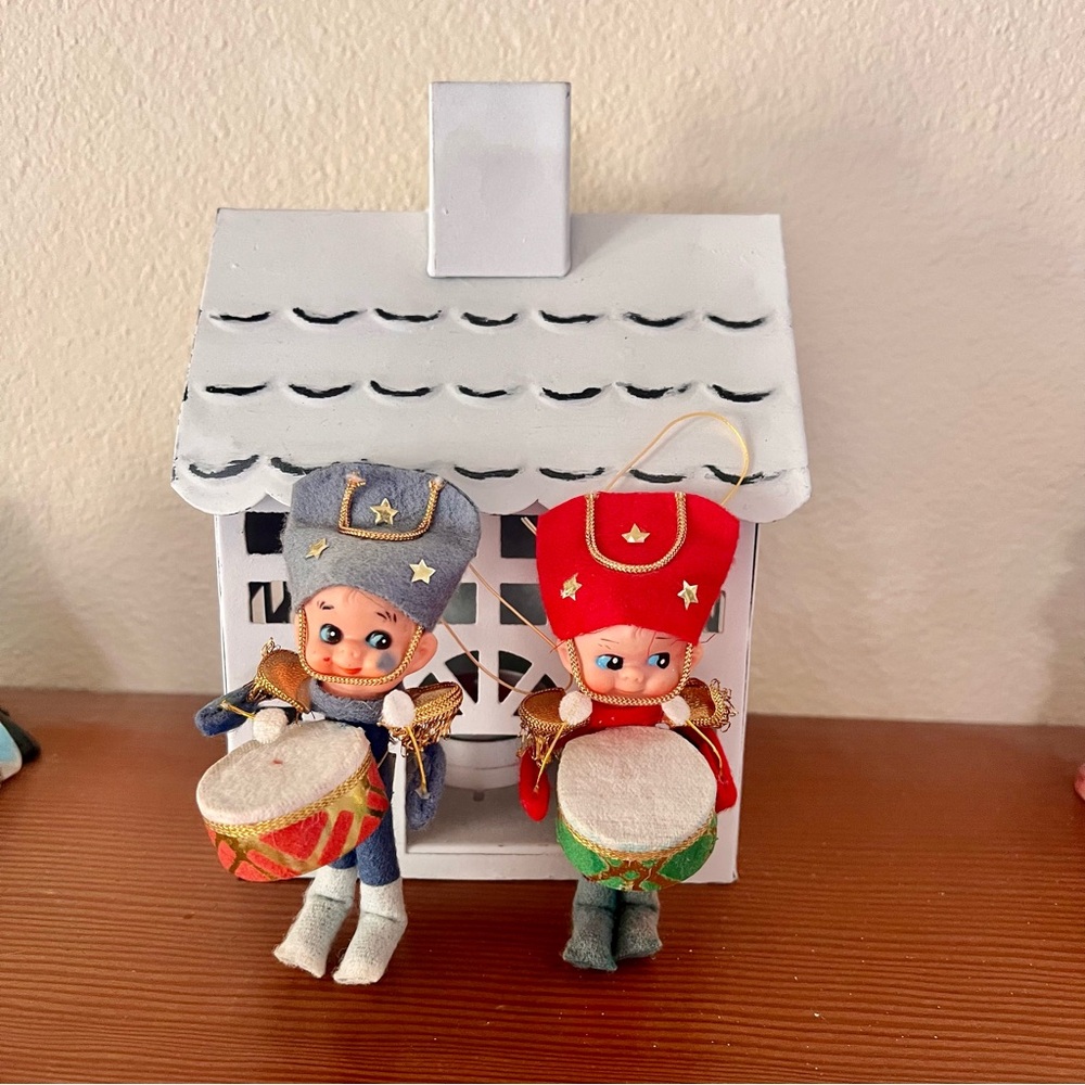 2 VTG Drummer Boy Christmas Ornaments, Leewards Christmas Ornament Decor
